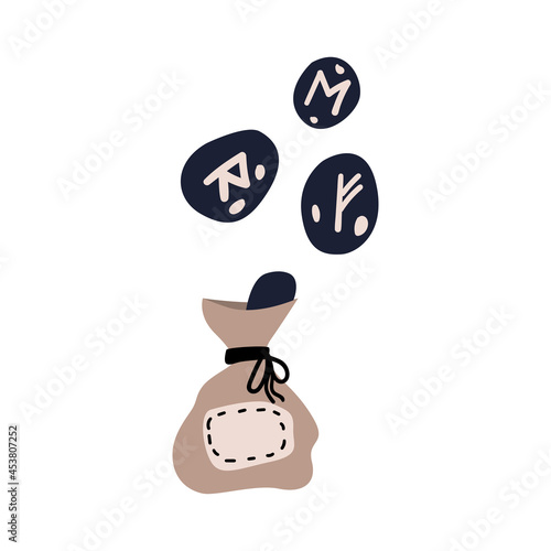 Scandinavian runes in a bag. Vector illustration