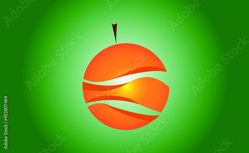yellow 3D orange on a green background