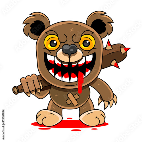 Angry cartoon bear roaring. Vector illustration with simple gradients.