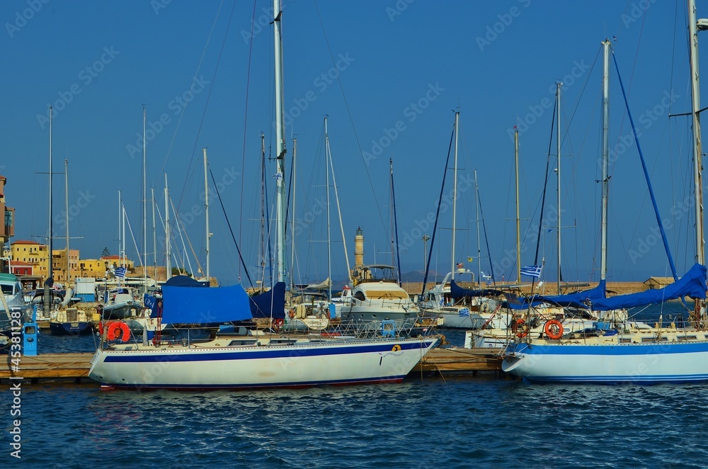 boats in marina, Chania, Crete, Greece