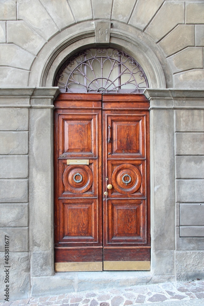 Carved wooden door in Italy Carved wooden door in Italy