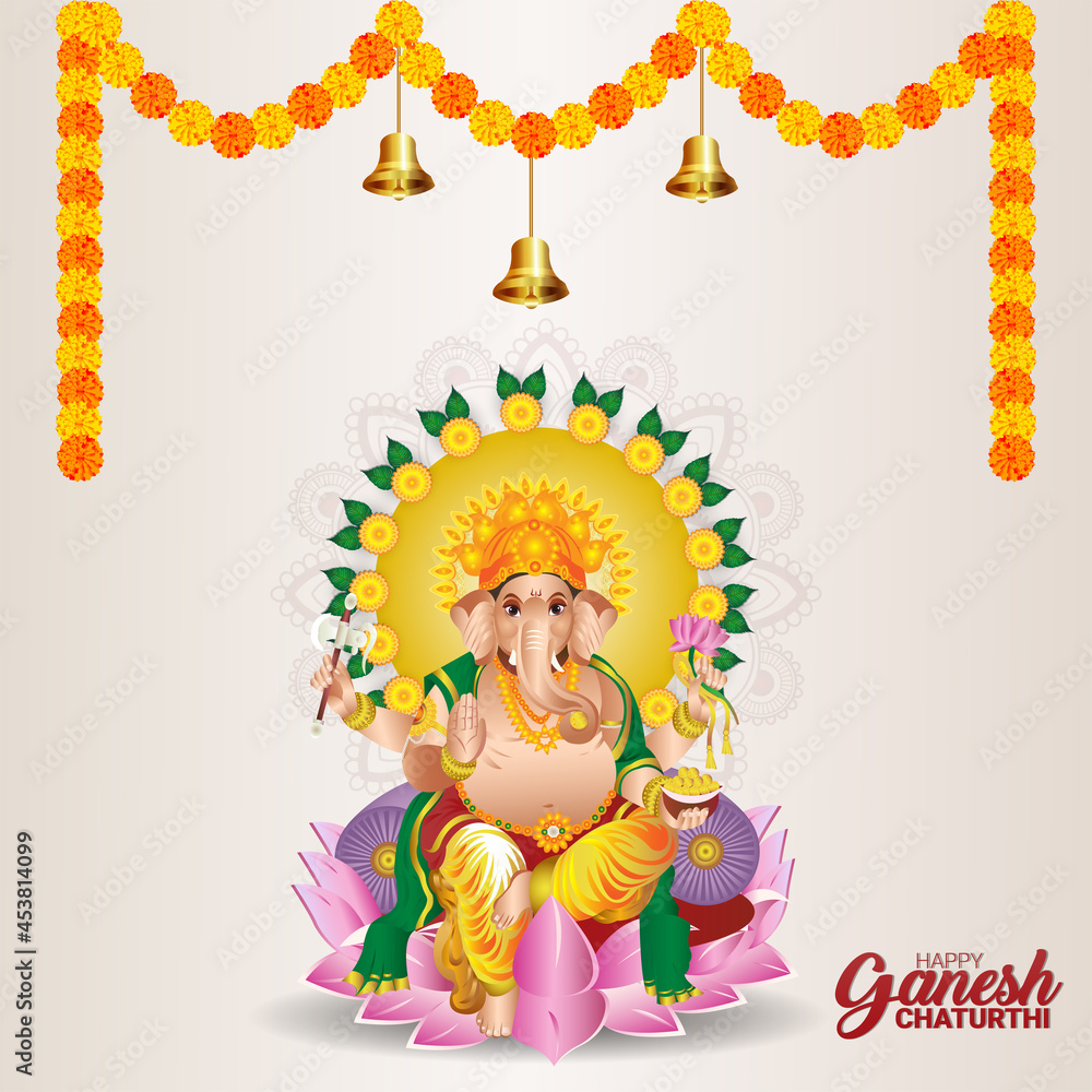 Indian festival happy ganesh chaturthi greeting card Indian festival happy ganesh chaturthi greeting card