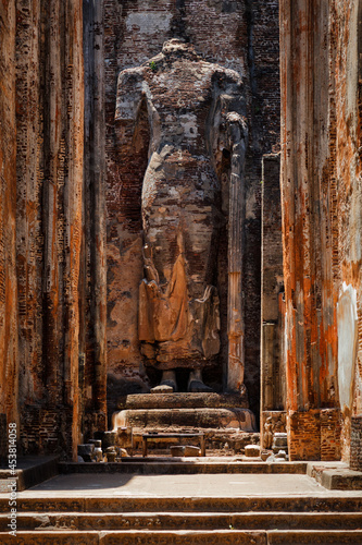 Ruins of Lankatilaka Vihara temple with Buddha image. Pollonaruwa, Sri Lanka