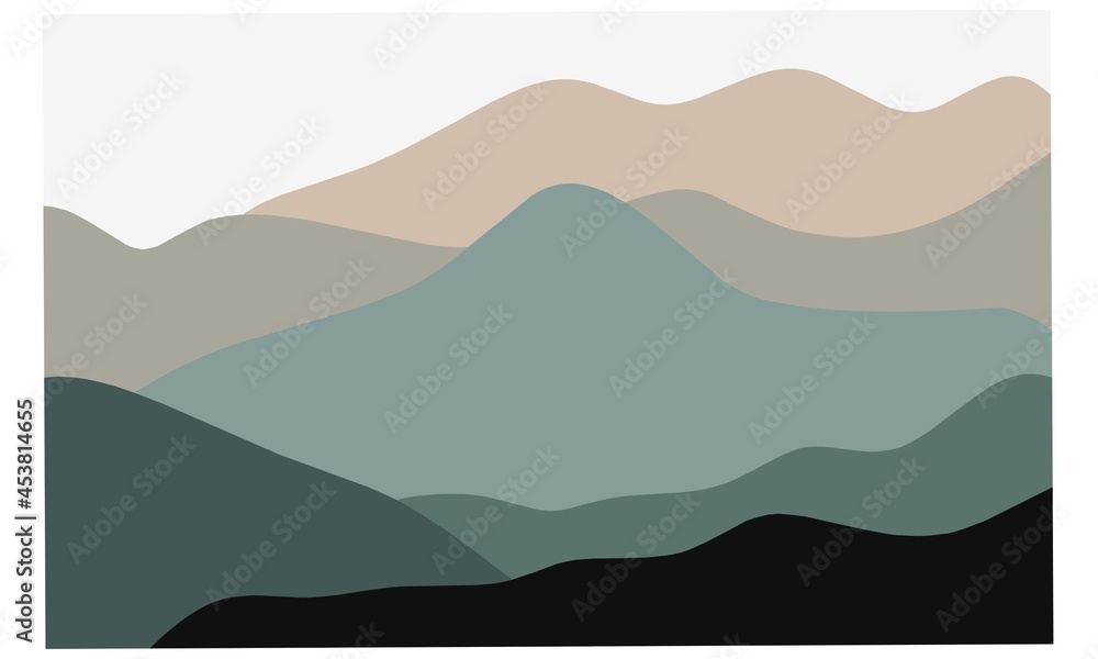 contemporary artistic abstract aesthetic mountains background illustration
