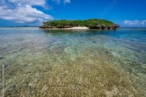 Bise Beach, Cape Bisezaki, Okinawa, Japan. A pristine beach on the main island of Okinawa with clear water and a beach reef