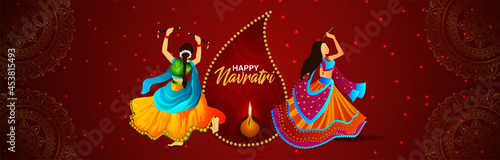 Creative vector illustration of happy navratri celebration banner