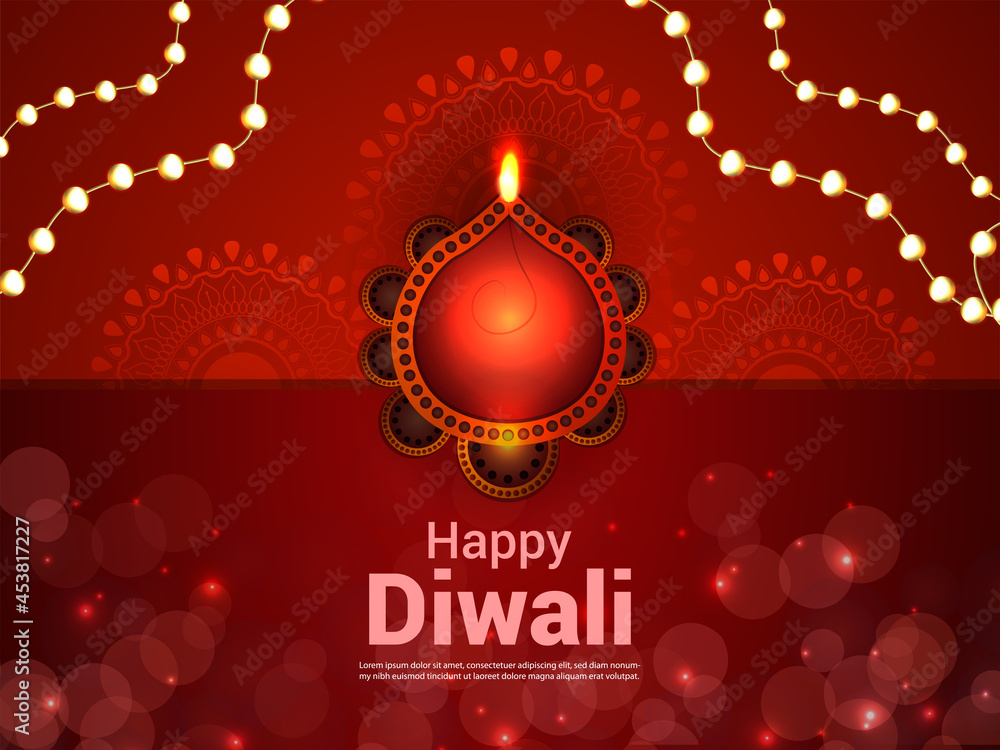 Naklejka premium Indian festival happy diwali celebration greeting card