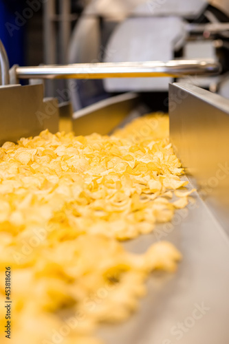 Potato chips production at the factory