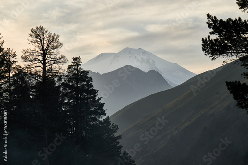 sunset over the mountains Elbrus