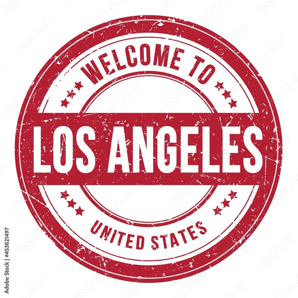 WELCOME TO LOS ANGELES - UNITED STATES, words written on red stamp WELCOME TO LOS ANGELES - UNITED STATES, words written on red stamp