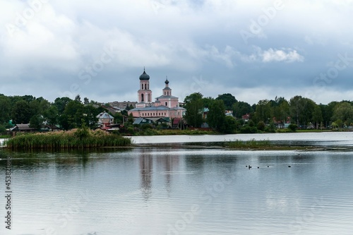 Russia, Valdai, August 2021. View of the city from the other side of the lake.