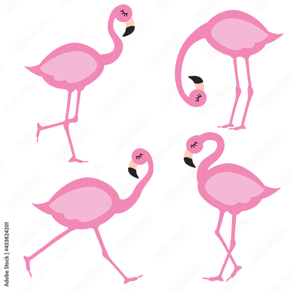 Obraz premium Cute Pink Summer Flamingo Elements