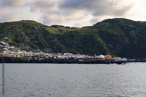 View from the ocean of Velas, in the island of Sao Jorge, Azores