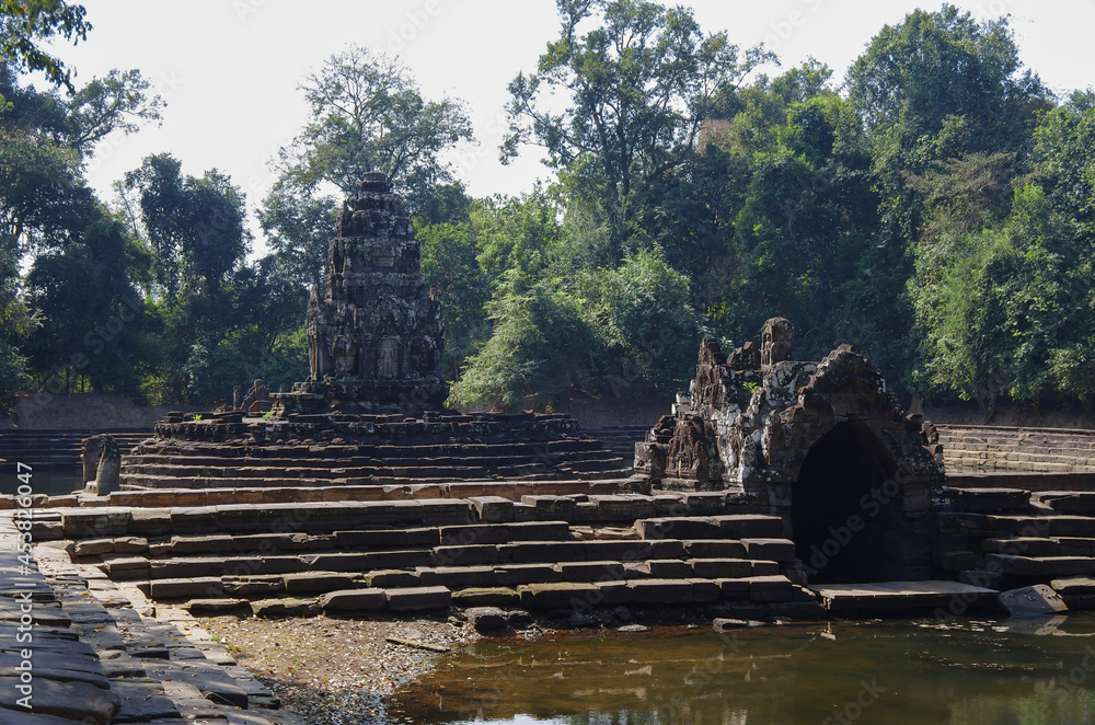 View of the island temple Preah Neak Poan at Angkor on Cambodia View of the island temple Preah Neak Poan at Angkor on Cambodia