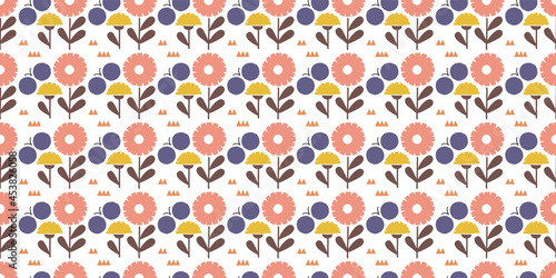 Cute floral background. Seamless pattern.Vector. かわいい花のパターン