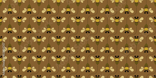 Bee illustration background. Seamless pattern. Vector. 蜂イラストのパターン
