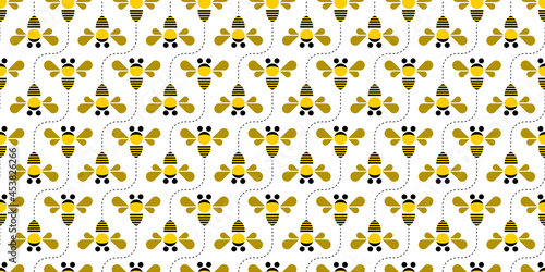 Bee illustration background. Seamless pattern. Vector. 蜂イラストのパターン
