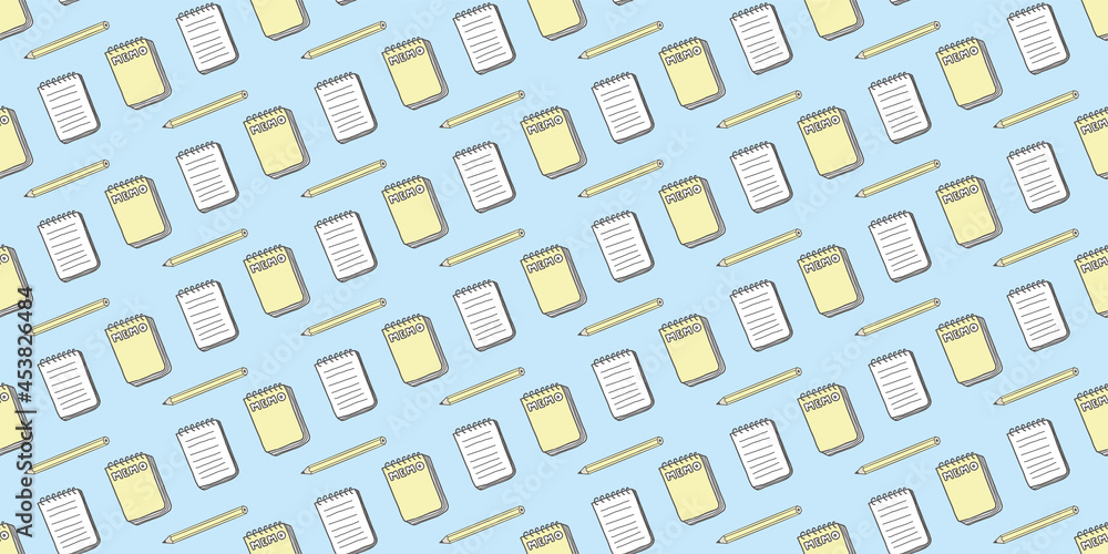 Notepad illustration background. Seamless pattern.Vector. メモ帳のパターン Notepad illustration background. Seamless pattern.Vector. メモ帳のパターン