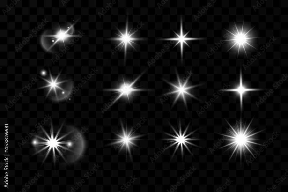 Fototapeta premium Glow effect. Star on transparent background.Bright sun. Vector illustration. 