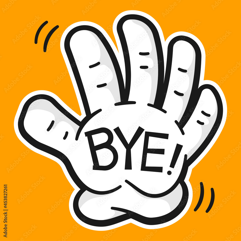 Bye vector concept illustration with cartoon hand isolated on background. Bye vector concept illustration with cartoon hand isolated on background.