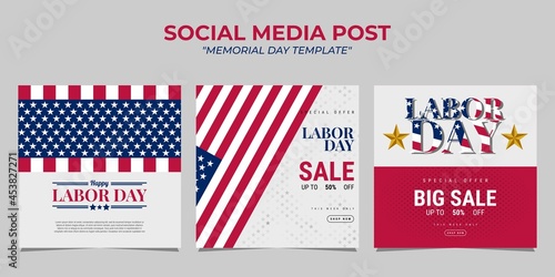 Labor Day social media post template design. It is suitable for poster, banner, greeting card, etc. Vector illustration
