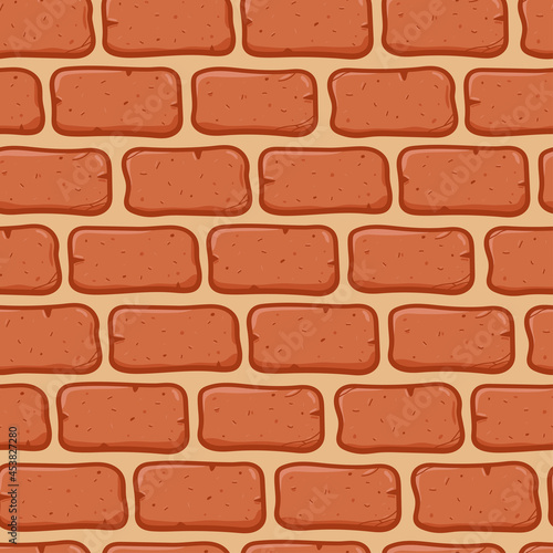 Brick wall vector cartoon seamless pattern for background, wallpaper, wrapping, packing, and backdrop.