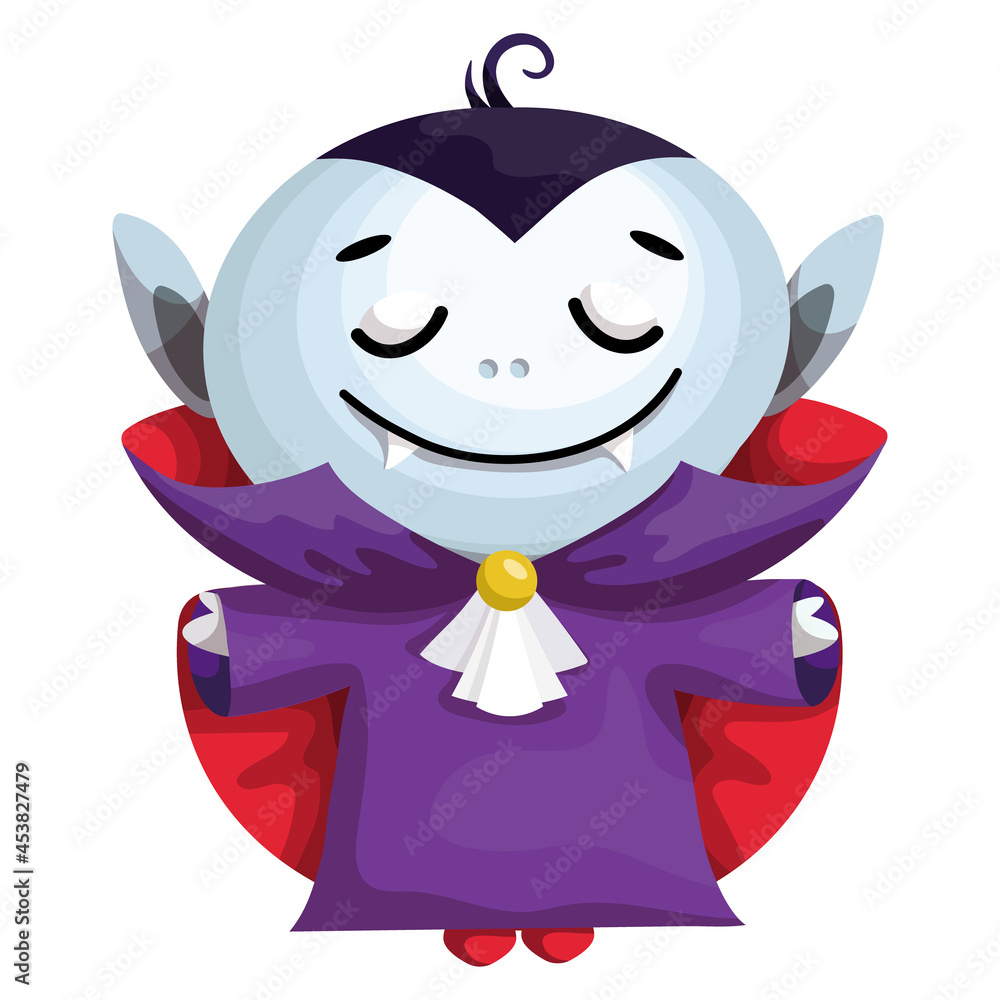 Cute character in vampire costume, Count Dracula for Halloween. Cartoon ...