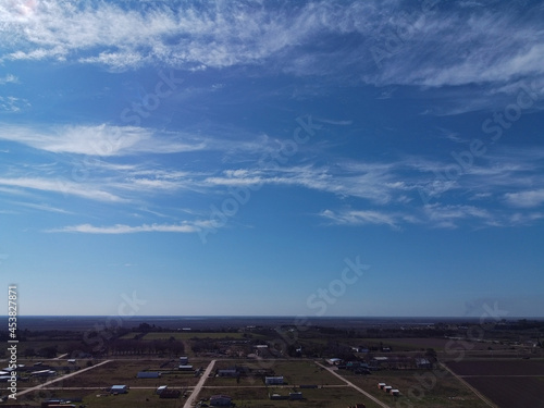 Vista aerea del campo, desde un drone, en San Pedro, Argentina