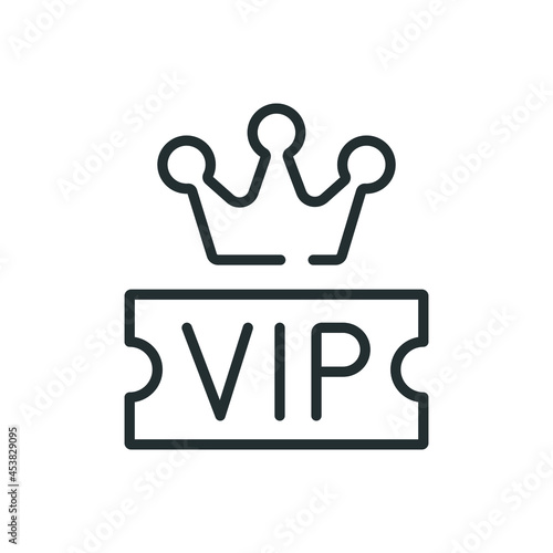 VIP ticket linear icon. Thin line customizable illustration. Contour symbol. Vector isolated outline drawing. Editable stroke