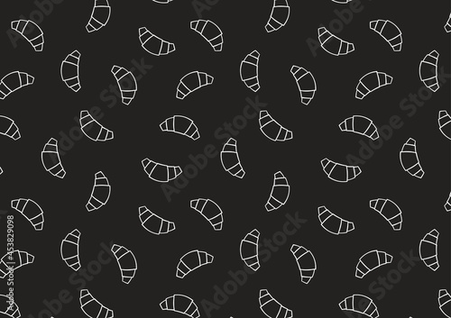 Croissant icon vector. Croissant pattern wallpaper. Croissant icon on black background.
