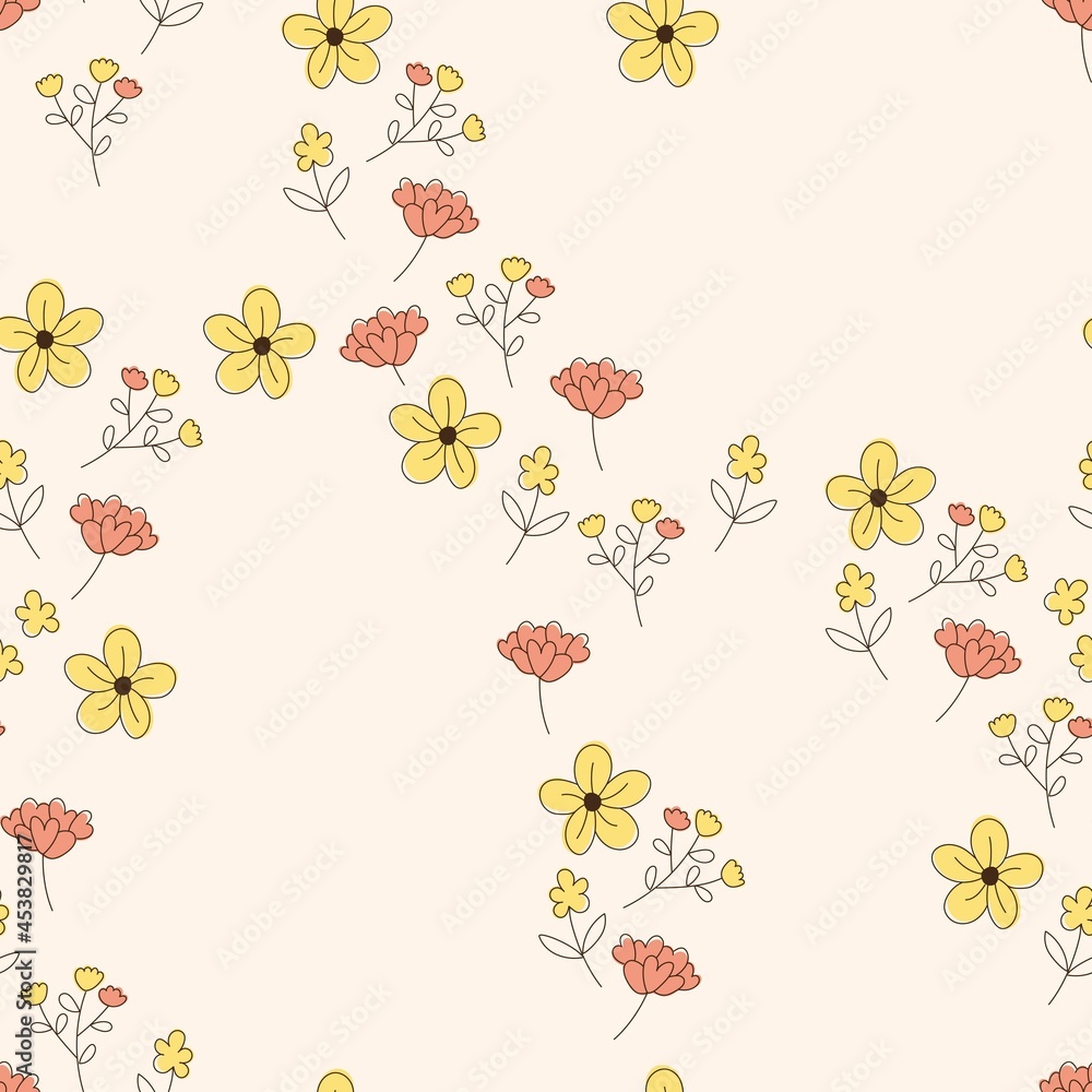 Cute floral seamless pattern in the small flower. Vector background.