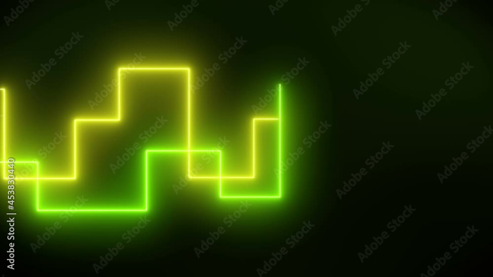 Video animation of glowing moving neon lines in green and yellow - abstract background Video animation of glowing moving neon lines in green and yellow - abstract background