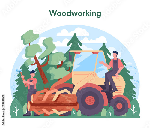 Timber industry and wood production concept. Logging