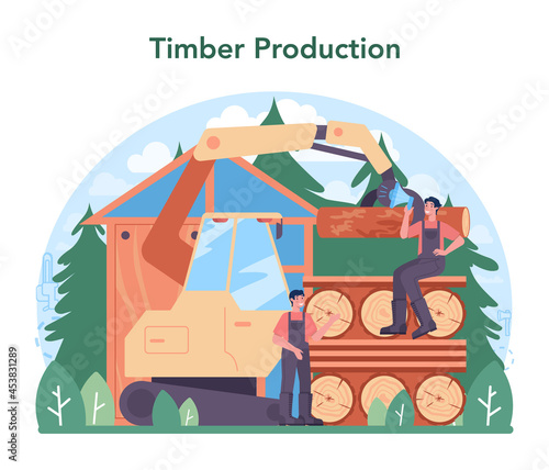 Wood industry and timber production. Logging and woodworking