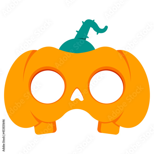 Halloween pumpkin mask vector cartoon illustration isolated on a white background.