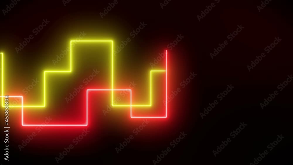 Video animation of glowing moving neon lines in red and yellow - abstract background Video animation of glowing moving neon lines in red and yellow - abstract background