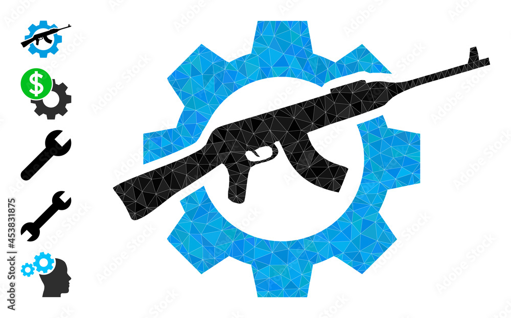 Triangle weapon industry polygonal symbol illustration, and similar icons. Weapon Industry is filled with triangles. Low-poly weapon industry designed with scattered color triangles. Triangle weapon industry polygonal symbol illustration, and similar icons. Weapon Industry is filled with triangles. Low-poly weapon industry designed with scattered color triangles.
