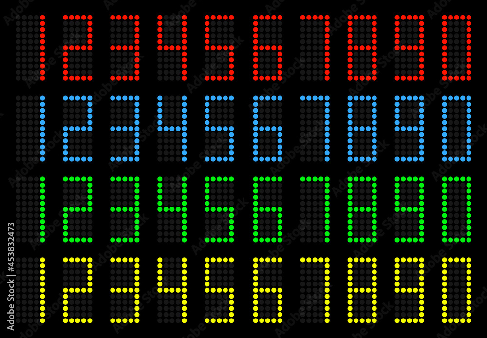 Electronic scoreboard with a set of figures. Electronic scoreboard with a set of figures.