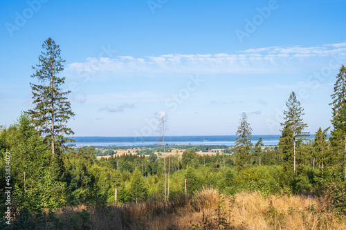 Landscape view over the countryside from a forest