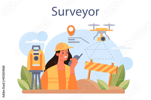 Surveyor concept. Land surveying technology, geodesy science