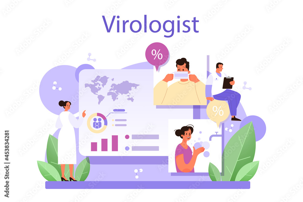 Virologist concept. Scientist studies viruses and bacteria in a laboratory
