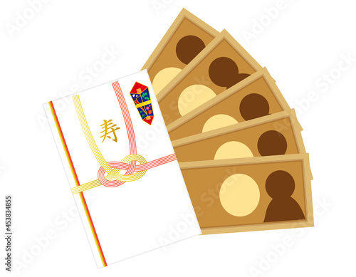 ご祝儀袋とベクターイラスト 熨斗 水引