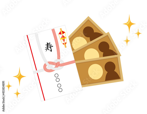 ご祝儀袋とベクターイラスト 熨斗 水引