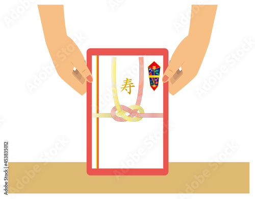 ご祝儀袋とふくさのベクターイラスト 熨斗 水引