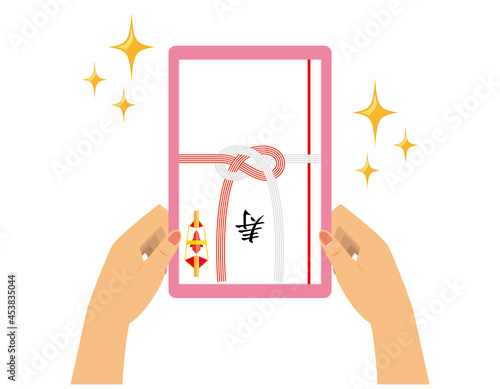 ご祝儀袋とふくさのベクターイラスト 熨斗 水引