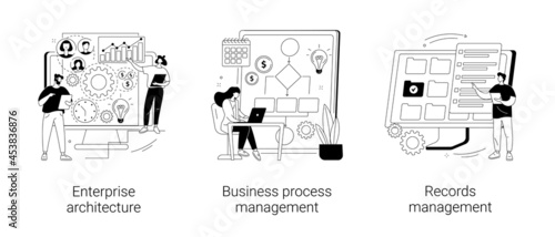 Corporate software abstract concept vector illustrations.