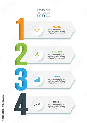 Business infographic  template with step or option design.