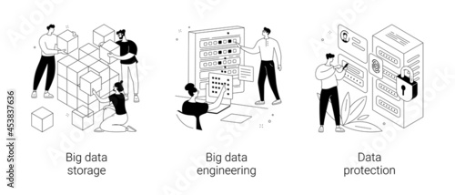 Database security abstract concept vector illustrations.