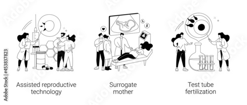 Infertility procedures abstract concept vector illustrations.