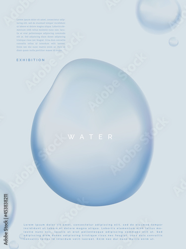 Vector Minimalist Abstract Water Drops Poster, Book Cover or Advertisement Background. Light Blue.
